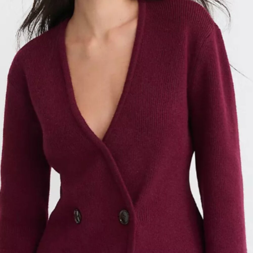 Double Button Garnet Red Sweater NWT - image 3